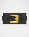Balmain Anthem Buckle-detail Calfskin-leather Clutch