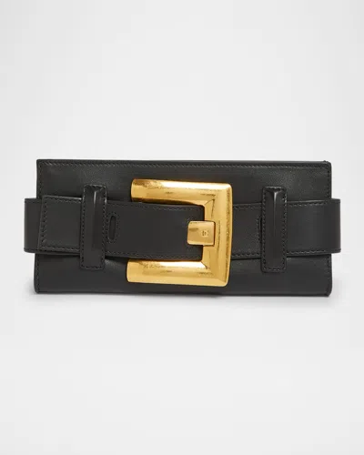 Balmain Anthem Belted Pouch Bag In Calfskin