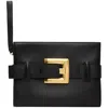 Balmain ブラック Anthem スムースレザー クラッチバッグ In Black
