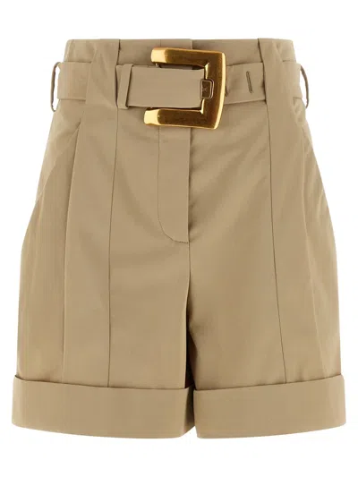 Balmain 'anthem' Buckle Shorts In Neutral