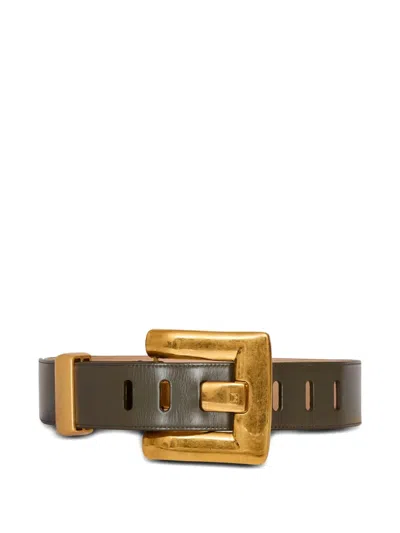 Balmain Anthem Calfskin Belt In Burgundy