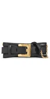 Balmain Anthem Buckle-detail Calfskin-leather Clutch In Black