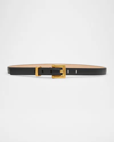 Balmain Anthem Calfskin Leather Belt In Green