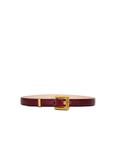 Balmain Anthem Calfskin Leather Belt In Pink