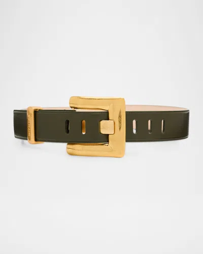 Balmain Anthem Calfskin Leather Belt In Neutral