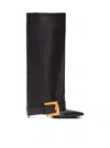 Balmain Anthem Black Slip-on Boots With Decorative Metal Buckle In Leather Woman In Black