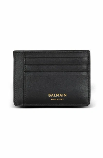 BALMAIN BALMAIN ANTHEM CALFSKIN LEATHER CARD HOLDER