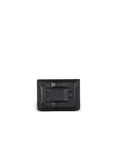 Balmain Anthem Calfskin Leather Card Holder In Black
