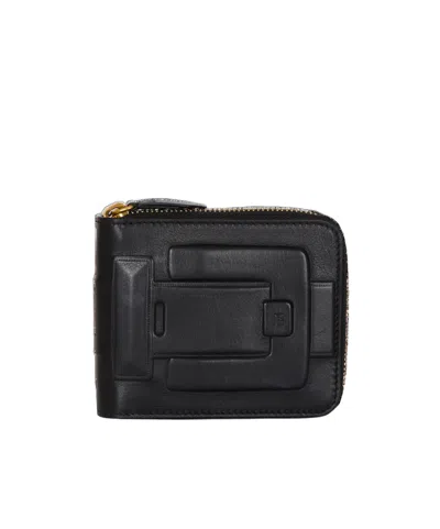 Balmain Anthem Calfskin Leather Card Holder In Black