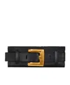 Balmain Anthem Buckle-detail Calfskin-leather Clutch In Black