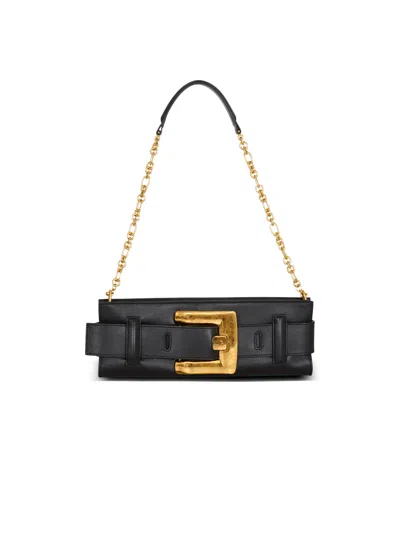 Balmain Anthem Calfskin Leather Clutch In Black
