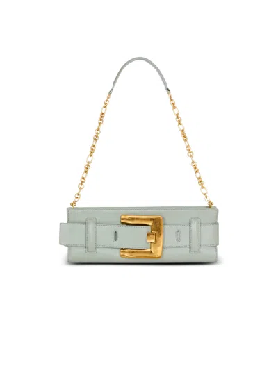 Balmain Anthem Calfskin Leather Clutch In Green