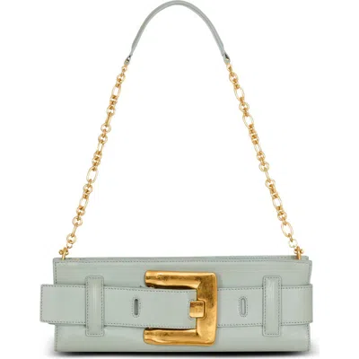 Balmain Anthem Calfskin Leather Clutch In Green