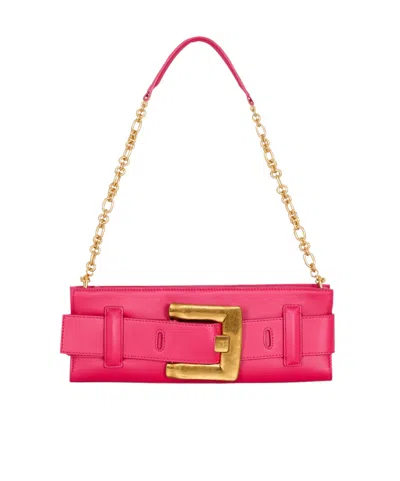 Balmain Anthem Calfskin Leather Clutch In Pink