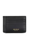 Balmain Anthem Calfskin Leather Card Holder