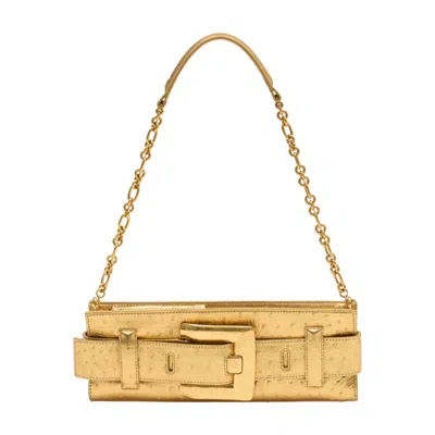 Balmain Anthem Clutch  Leather Gold In Nude