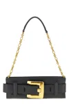 Balmain Anthem Buckle-detail Calfskin-leather Clutch In Black