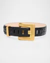 Balmain Anthem Croc-print Embossed Leather Belt In Black
