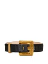 Balmain Anthem Embossed Crocodile-print Leather Belt In Black