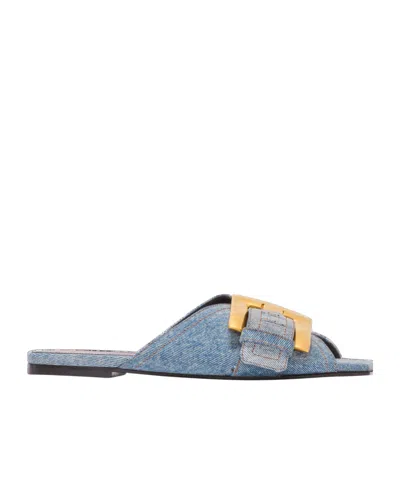 Balmain Anthem Flat Denim Sandals