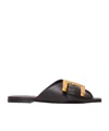 Balmain Anthem Flat Leather Sandals