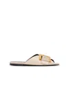 Balmain Anthem Flat Leather Sandals In Neutral