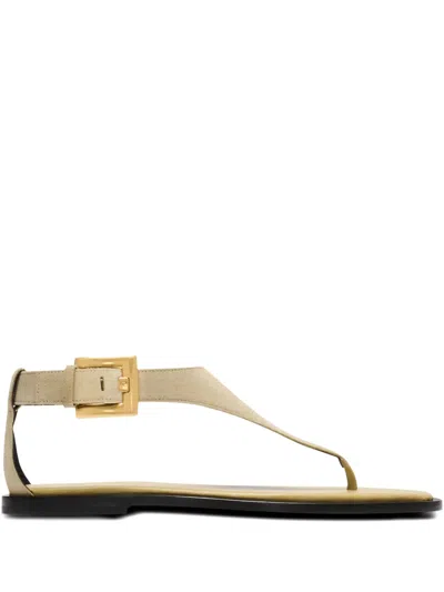 Balmain Anthem Flat Thong Strap Open Toe Sandals In Brown