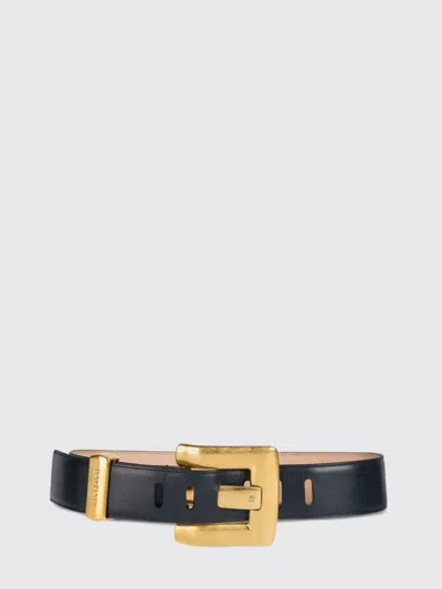 Balmain Anthem High-waist Smooth Calfskin Belt With Monogram Buckle In Black