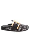Balmain Anthem Mules In Jacquard Canvas With Pb Monogram In Multi