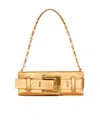 Balmain Anthem Laminated Leather Clutch In Gold