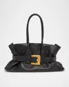 Balmain Anthem Large Belted Tote Bag In Leather In Black