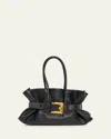 Balmain Anthem Large Belted Tote Bag In Leather In Black
