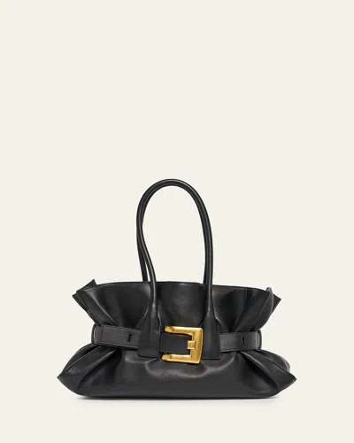 Balmain Anthem Large Belted Tote Bag In Leather In Black