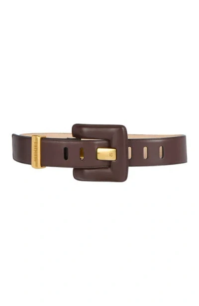 Balmain Anthem Large Smooth Leather Belt In Brown