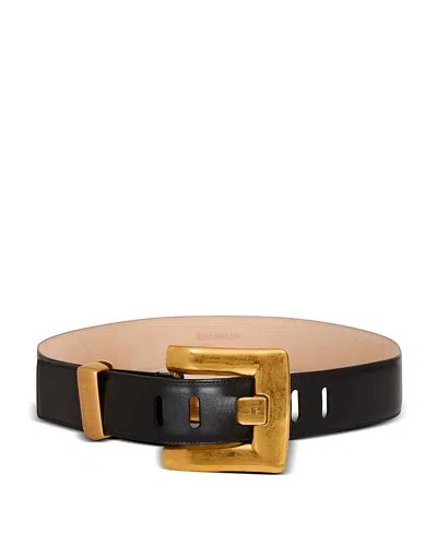 Balmain Anthem Leather Belt In Black