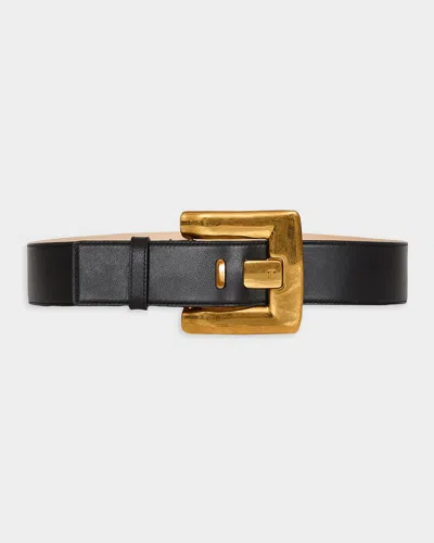 Balmain Anthem Leather Belt In Black