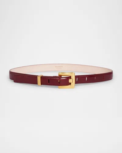 Balmain Anthem Leather Belt In Brown