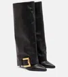 Balmain Anthem Black Slip-on Boots With Decorative Metal Buckle In Leather Woman In Black