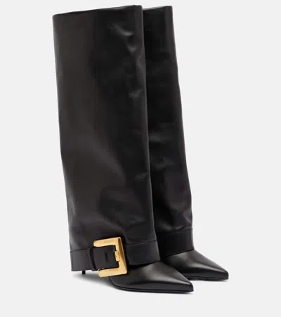 Balmain Anthem Leather Knee-high Boots In Black