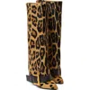 Balmain Anthem Leopard Print Leather Boots In Brown