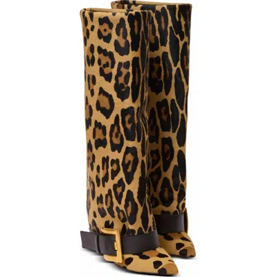 Balmain Anthem Leopard Print Leather Boots In Brown
