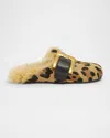 Balmain Anthem Leopard-print Pony Faux Fur Mules In Multi