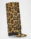 Balmain Anthem Leopard-print Pony Knee-high Boots In Multi