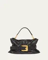 Balmain Anthem Medium Buckle Shoulder Bag In Calfskin In 0pa Noir
