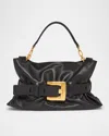 Balmain Anthem Medium Buckle Shoulder Bag In Calfskin In Black