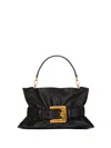 Balmain Anthem Medium Buckle Shoulder Bag In Calfskin In Black