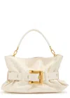 Balmain Anthem Medium Buckle Shoulder Bag In Calfskin In White