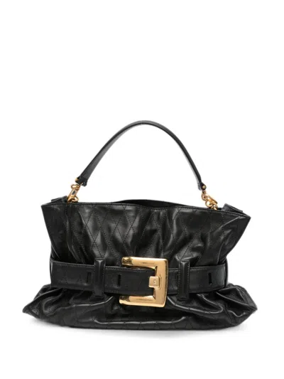 Balmain Anthem Medium Leather Tote In Black