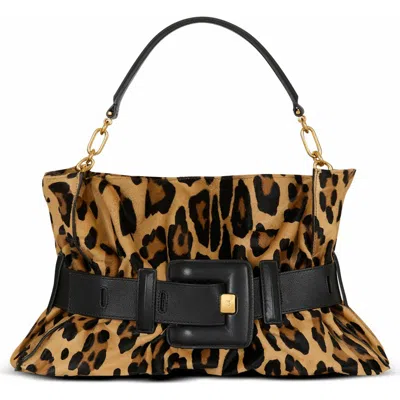BALMAIN BALMAIN ANTHEM MEDIUM PONYSKIN-STYLE LEOPARD PRINT BAG