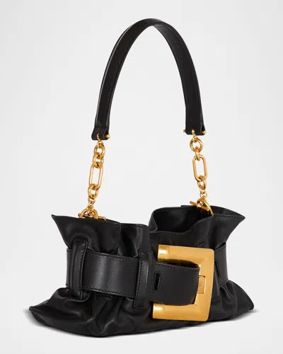 BALMAIN ANTHEM MINI BUCKLE SHOULDER BAG IN CALFSKIN LEATHER